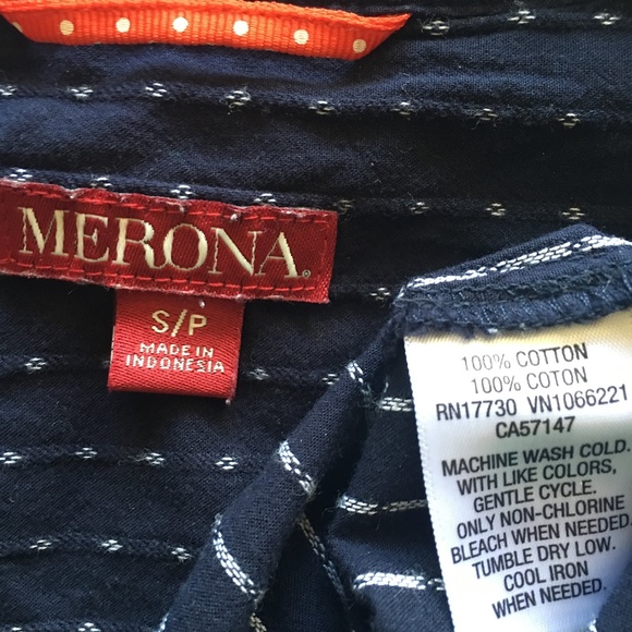 Merona womens dotted blue polo button up size S/P - Picture 5 of 5